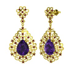 Dalila Küpe - Ametist ve kök yakut 8 ayar altın küpe #1b7vrrb