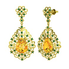 Dalila Küpe - Sitrin ve yeşil kuvars 925 ayar altın kaplama gümüş küpe #1bljtqz