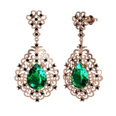 Dalila Küpe - Yeşil kuvars ve siyah zirkon 18 ayar rose altın küpe #1bu193l