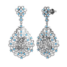 Dalila Küpe - Swarovski ve akuamarin 8 ayar beyaz altın küpe #1bylrnh