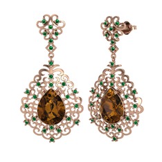 Dalila Küpe - Dumanlı kuvars ve yeşil kuvars 8 ayar rose altın küpe #1civlo9