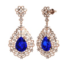 Dalila Küpe - Lab safir ve swarovski 18 ayar rose altın küpe #1cwz8tg