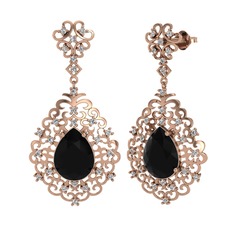 Siyah zirkon ve beyaz zirkon 8 ayar rose altın küpe