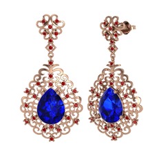 Dalila Küpe - Lab safir ve garnet 925 ayar rose altın kaplama gümüş küpe #1dks85x