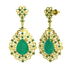 Dalila Küpe - Kök zümrüt ve yeşil kuvars 8 ayar altın küpe #1dq32gu