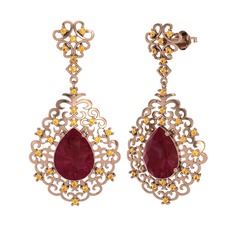 Dalila Küpe - Kök yakut ve sitrin 14 ayar rose altın küpe #1e6zg3v