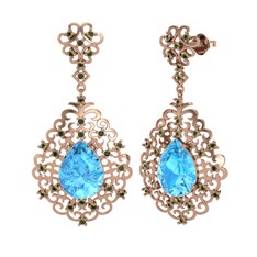 Akuamarin ve peridot 18 ayar rose altın küpe