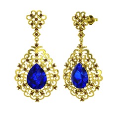 Dalila Küpe - Lab safir ve dumanlı kuvars 14 ayar altın küpe #1fq69hj