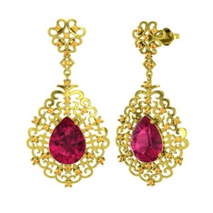 Rodolit garnet ve sitrin 18 ayar altın küpe