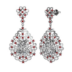 Swarovski ve garnet 14 ayar beyaz altın küpe