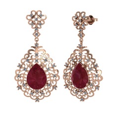 Kök yakut ve pırlanta 18 ayar rose altın küpe (1.04 karat)