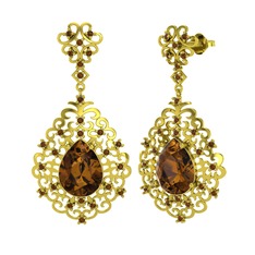 Dalila Küpe - Dumanlı kuvars 925 ayar altın kaplama gümüş küpe #1ibx531