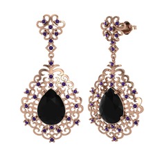 Dalila Küpe - Siyah zirkon ve ametist 18 ayar rose altın küpe #1ig1f5j