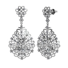 Swarovski ve pırlanta 18 ayar beyaz altın küpe (1.04 karat)