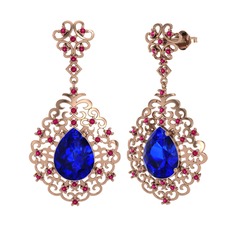 Lab safir ve rodolit garnet 14 ayar rose altın küpe