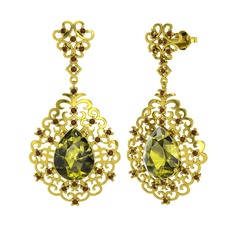 Dalila Küpe - Peridot ve dumanlı kuvars 925 ayar altın kaplama gümüş küpe #1kk6qyo