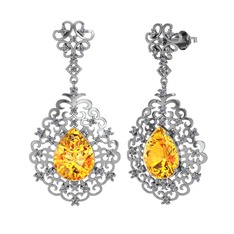 Dalila Küpe - Sitrin ve pırlanta 925 ayar gümüş küpe (1.04 karat) #1l5alkk