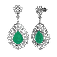 Dalila Küpe - Kök zümrüt ve swarovski 14 ayar beyaz altın küpe #1muxk61