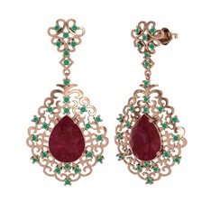 Dalila Küpe - Kök yakut ve kök zümrüt 925 ayar rose altın kaplama gümüş küpe #1p31k7g