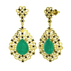 Dalila Küpe - Kök zümrüt ve siyah zirkon 18 ayar altın küpe #1p5uio0