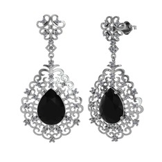 Dalila Küpe - Siyah zirkon ve pırlanta 8 ayar beyaz altın küpe (1.04 karat) #1prjpy7