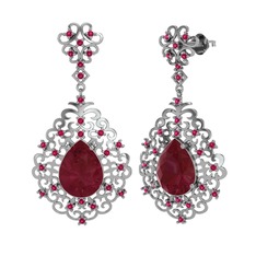 Dalila Küpe - Kök yakut ve rodolit garnet 18 ayar beyaz altın küpe #1r062z3