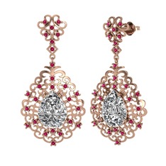 Dalila Küpe - Swarovski ve rodolit garnet 18 ayar rose altın küpe #1ramiiw