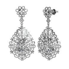 Swarovski 14 ayar beyaz altın küpe