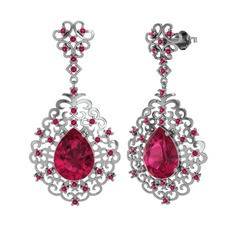 Dalila Küpe - Rodolit garnet 14 ayar beyaz altın küpe #1tc4818
