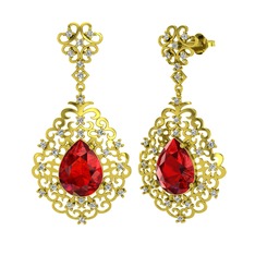 Garnet ve swarovski 18 ayar altın küpe