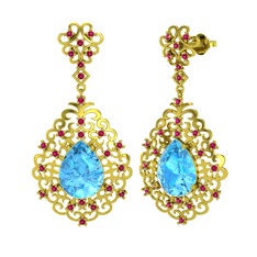 Dalila Küpe - Akuamarin ve rodolit garnet 14 ayar altın küpe #1y8to7n