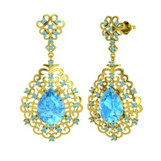 Dalila Küpe - Akuamarin 14 ayar altın küpe #25tuqn