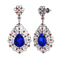 Dalila Küpe - Lab safir ve garnet 18 ayar beyaz altın küpe #26yt6d