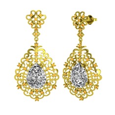 Swarovski ve sitrin 14 ayar altın küpe