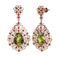 Dalila Küpe - Peridot ve garnet 18 ayar rose altın küpe #2gr0gf