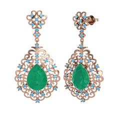 Dalila Küpe - Kök zümrüt ve akuamarin 925 ayar rose altın kaplama gümüş küpe #2ow7tb