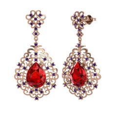 Dalila Küpe - Garnet ve ametist 18 ayar rose altın küpe #2qqstt