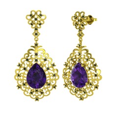 Dalila Küpe - Ametist ve peridot 18 ayar altın küpe #3clkou