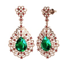 Dalila Küpe - Yeşil kuvars ve garnet 14 ayar rose altın küpe #5f1rvd