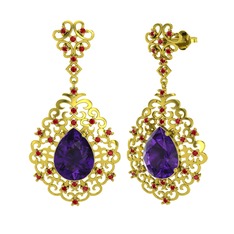 Dalila Küpe - Ametist ve garnet 8 ayar altın küpe #5i4ur3