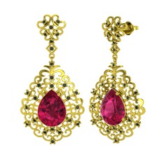 Rodolit garnet ve peridot 18 ayar altın küpe