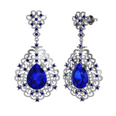 Dalila Küpe - Lab safir 18 ayar beyaz altın küpe #69sf2k