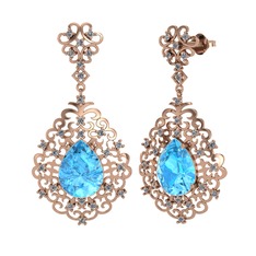 Akuamarin ve pırlanta 18 ayar rose altın küpe (1.04 karat)