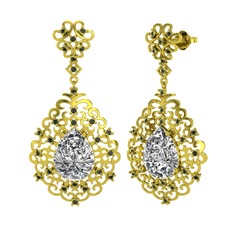 Dalila Küpe - Swarovski ve peridot 18 ayar altın küpe #7rp62s
