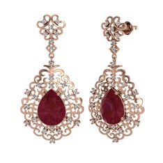 Kök yakut ve beyaz zirkon 8 ayar rose altın küpe