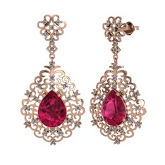Dalila Küpe - Rodolit garnet ve pırlanta 14 ayar rose altın küpe (1.04 karat) #9tp902