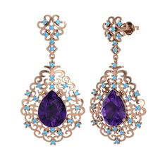 Dalila Küpe - Ametist ve akuamarin 8 ayar rose altın küpe #cc5qhi