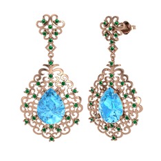 Dalila Küpe - Akuamarin ve yeşil kuvars 925 ayar rose altın kaplama gümüş küpe #cqz5z3