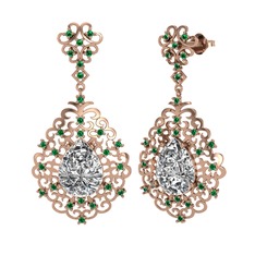 Swarovski ve yeşil kuvars 14 ayar rose altın küpe