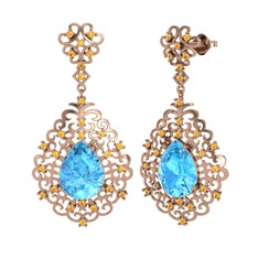 Dalila Küpe - Akuamarin ve sitrin 925 ayar rose altın kaplama gümüş küpe #g73s7a